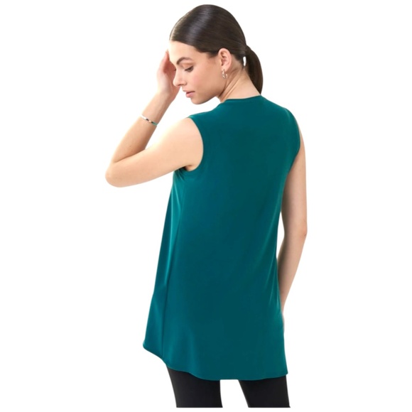 JOSEPH RIBKOFF Rainforest Sleeveless Vee Neck Popover Asymetrical Hem Sz 18 - Picture 3 of 11